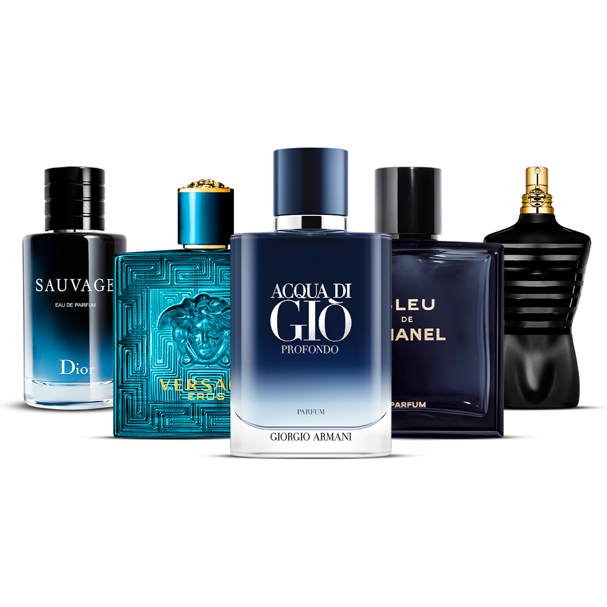 5 Men’s Fragrances – Sauvage, Versace Eros, Acqua di Giò Profondo, Bleu de Chanel & Le Male [100 ml Each]
