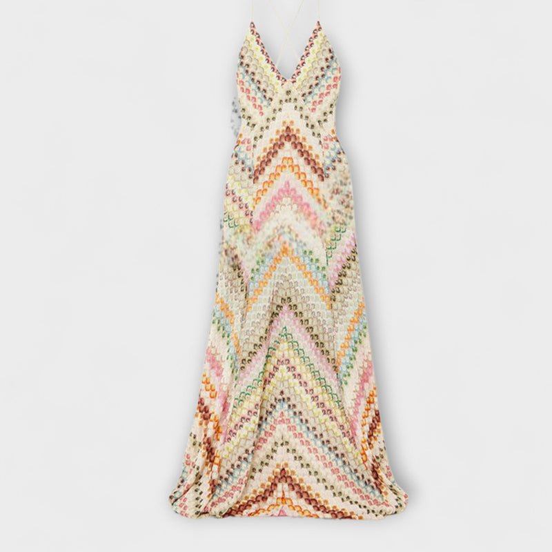 Remi – Missoni Farbige Hahnentritt-Muster Maxikleid