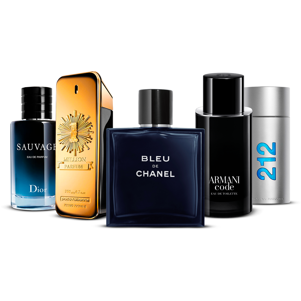 5 Men’s Fragrances – Sauvage, 1 Million, Bleu de Chanel, Armani Code & 212 Men [100 ml Each]
