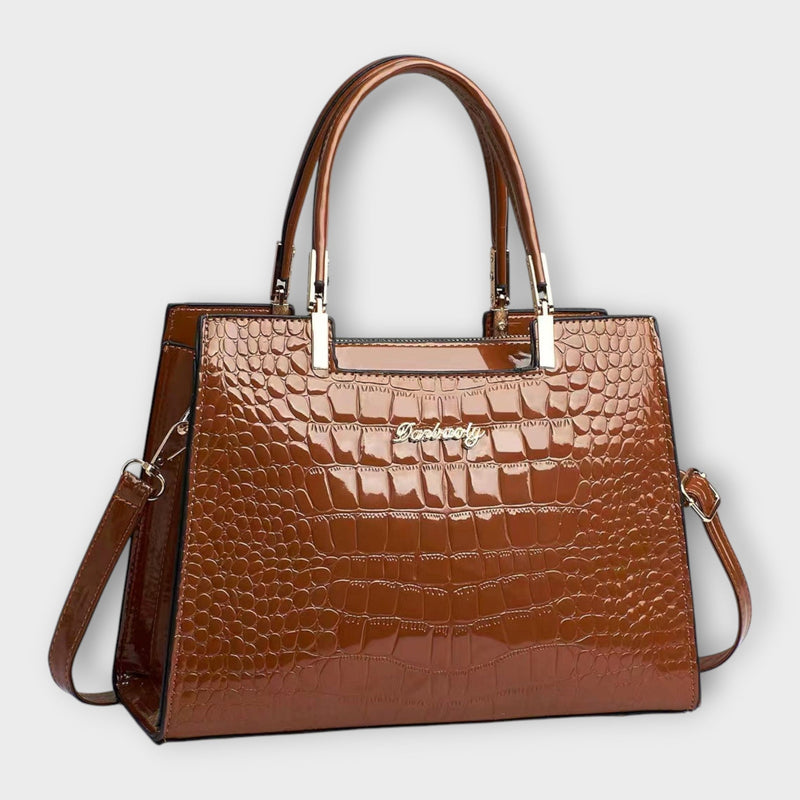 Aurellia – Glänzende Handtasche mit Krokodilmuster