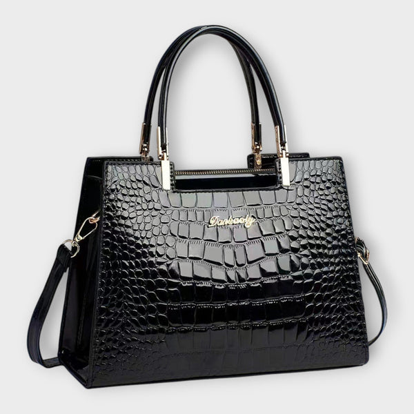 Aurellia – Glänzende Handtasche mit Krokodilmuster