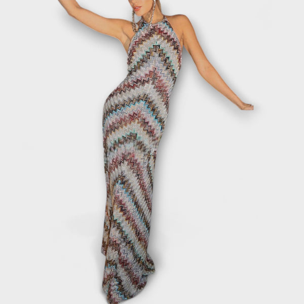 Reese – Jodie Strickkleid mit farbigem Fischgrätenmuster