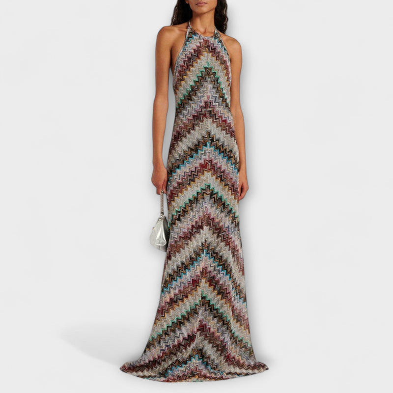 Reese – Jodie Strickkleid mit farbigem Fischgrätenmuster