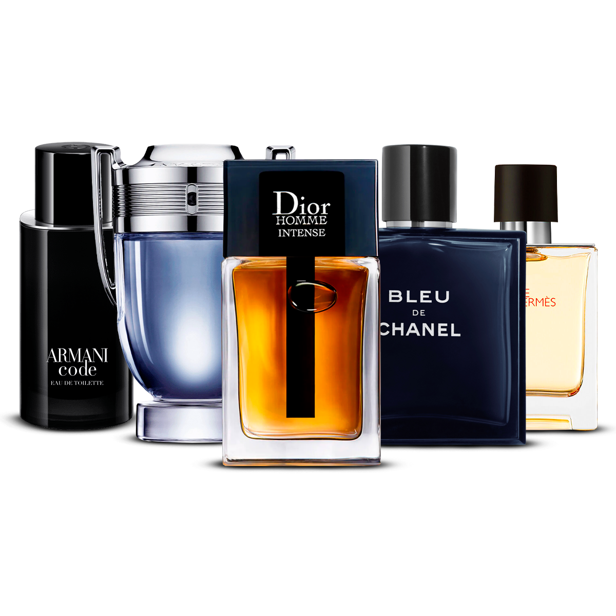 5 Men’s Fragrances – Armani Code, Invictus, Dior Homme Intense, Bleu de Chanel & Terre d’Hermès [100 ml Each]