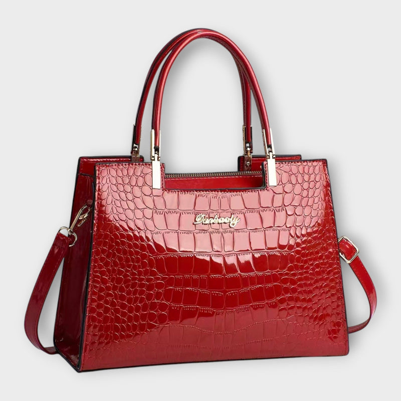 Aurellia – Glänzende Handtasche mit Krokodilmuster