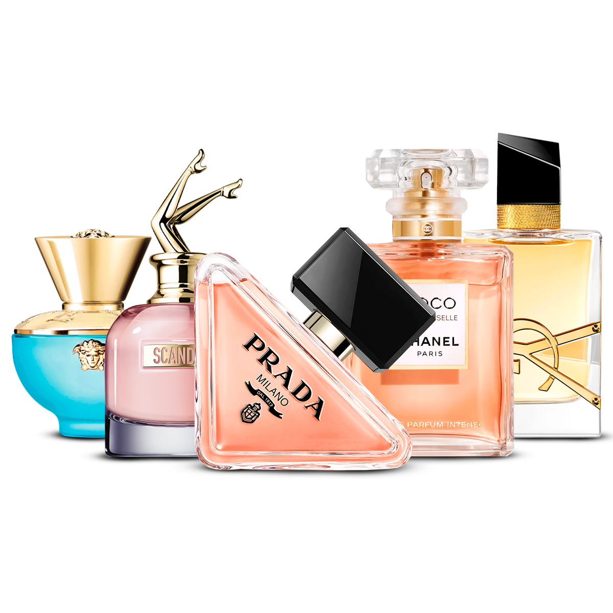 5 Women’s Fragrances – Versace Dylan Turquoise, Scandal, Prada Paradoxe, Coco Mademoiselle & Yves Saint Laurent Libre [100 ml Each]