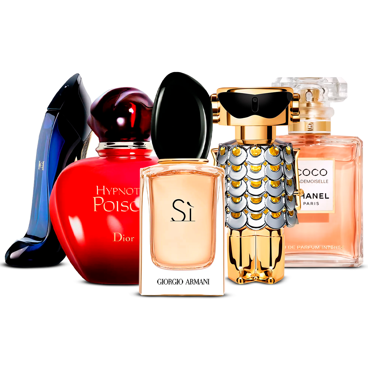 5 Women’s Fragrances – Good Girl, Hypnotic Poison, Sì, Fame & Coco Mademoiselle [100 ml Each]