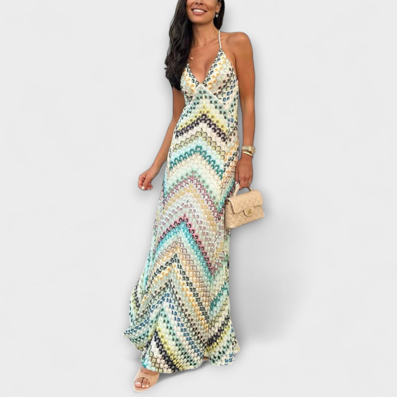 Remi – Missoni Farbige Hahnentritt-Muster Maxikleid