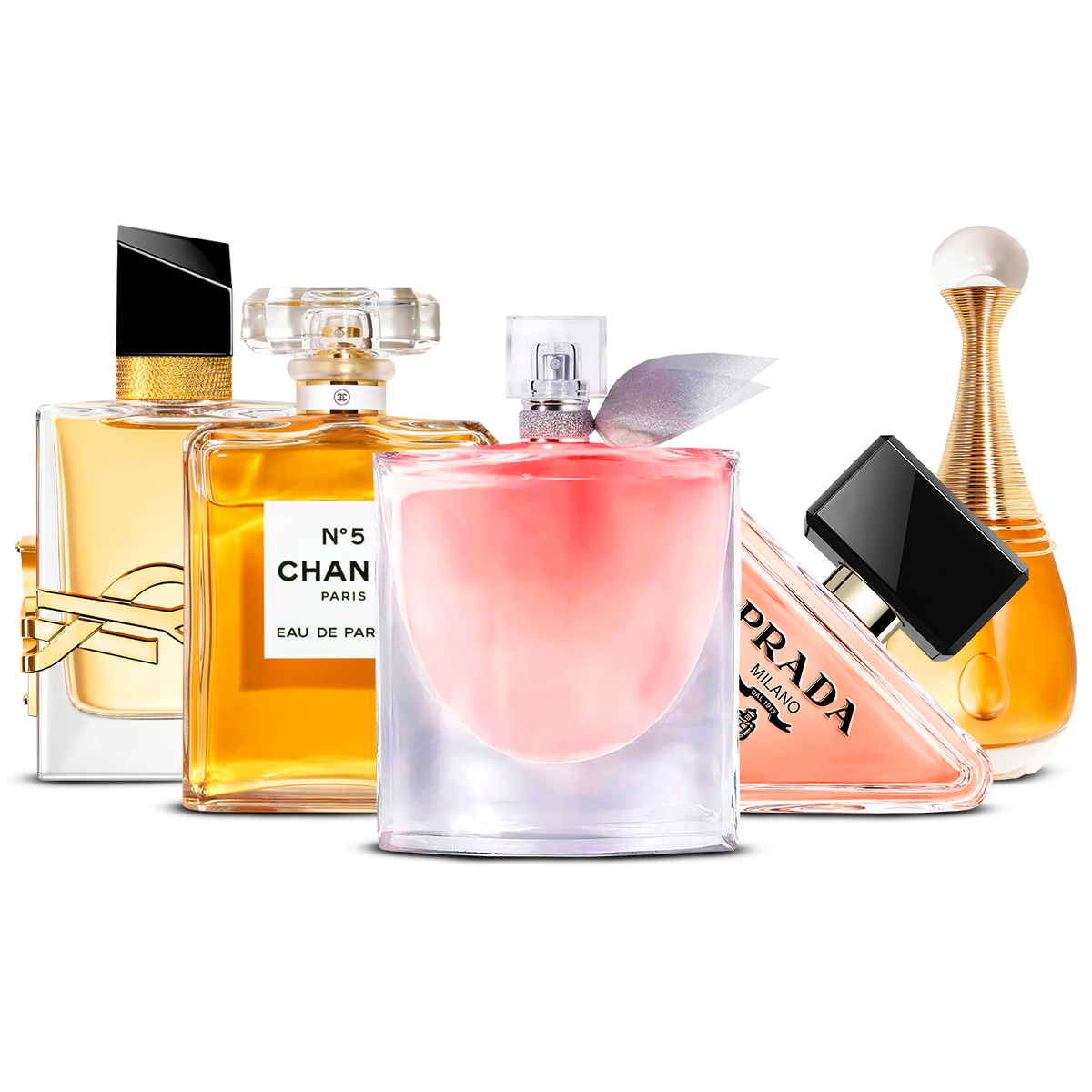 5 Women’s Fragrances – Yves Saint Laurent Libre, Chanel Nº5, La Vie Est Belle, Prada Paradoxe & J’adore [100 ml Each]