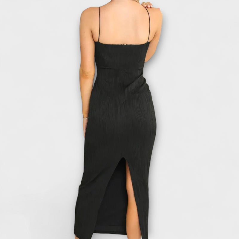 Chic ärmelloses gerafftes Maxikleid