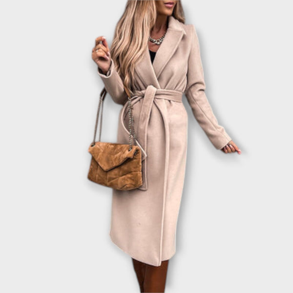 Eliza – Schicker langer Mantel mit Bindegürtel