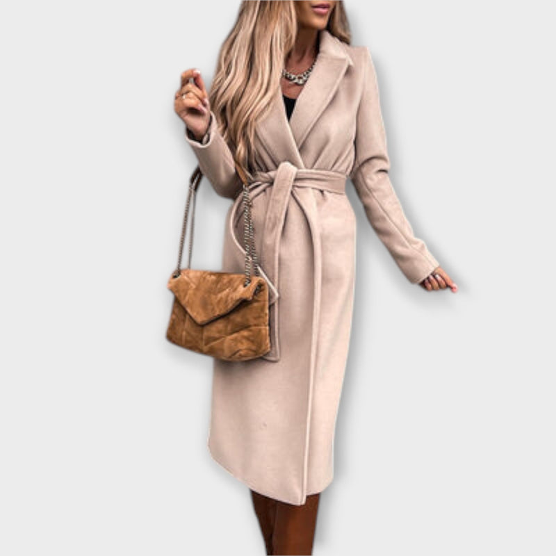 Eliza – Schicker langer Mantel mit Bindegürtel