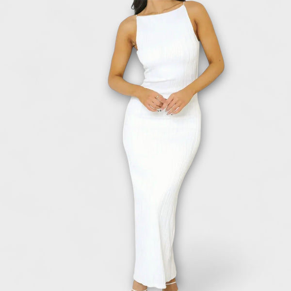 Chic ärmelloses gerafftes Maxikleid