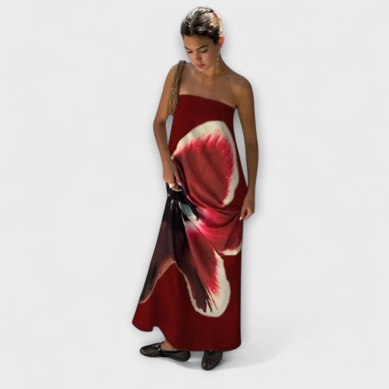 Chic Off-Shoulder Maxi-Kleid mit Ärmeln und ärmellos