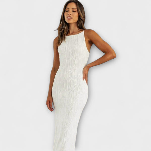 Chic ärmelloses gerafftes Maxikleid