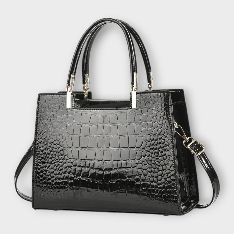 Aurellia – Glänzende Handtasche mit Krokodilmuster