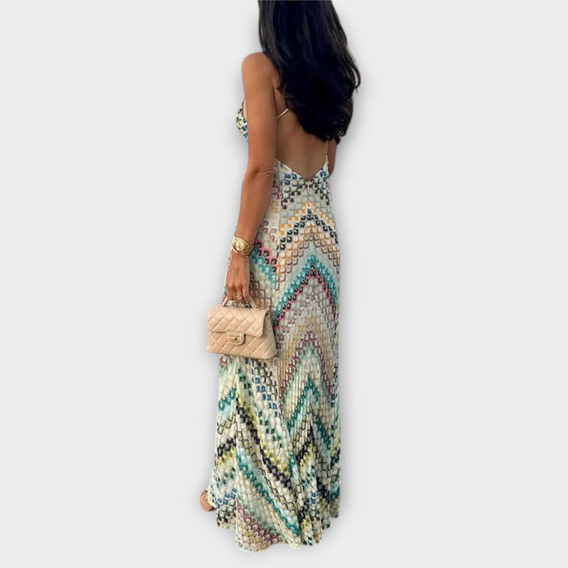 Remi – Missoni Farbige Hahnentritt-Muster Maxikleid
