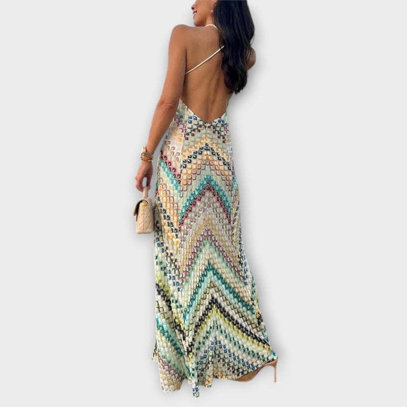 Remi – Missoni Farbige Hahnentritt-Muster Maxikleid