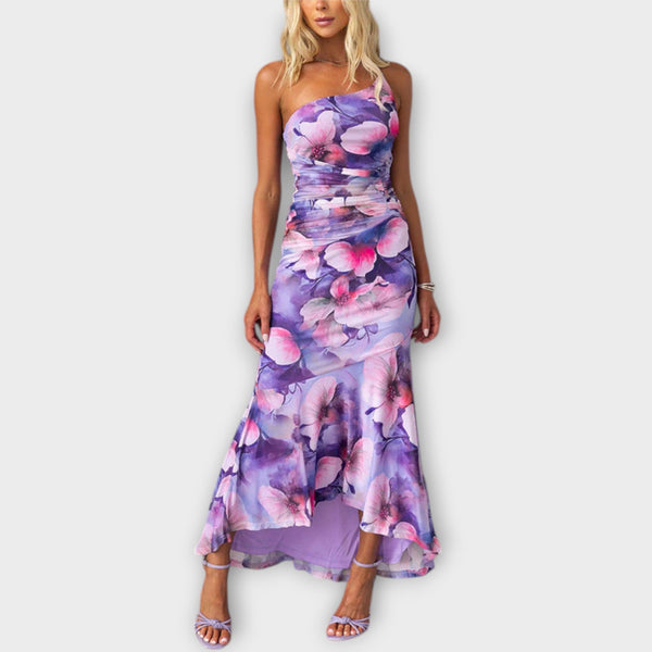 Pia – Maxikleid mit asymmetrischer Raffung