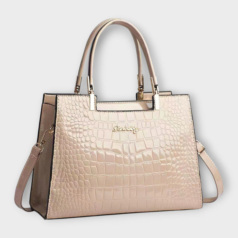 Aurellia – Glänzende Handtasche mit Krokodilmuster