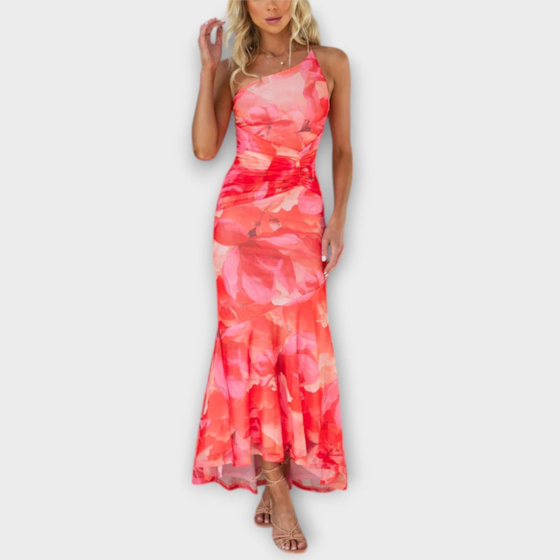 Pia – Maxikleid mit asymmetrischer Raffung