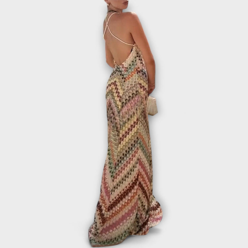 Remi – Missoni Farbige Hahnentritt-Muster Maxikleid